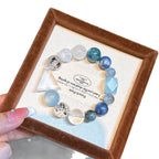 Natural crystal white triangular aquamarine white ghost multi-material sapphire, multi-material design women's bracelet in new Chinese style