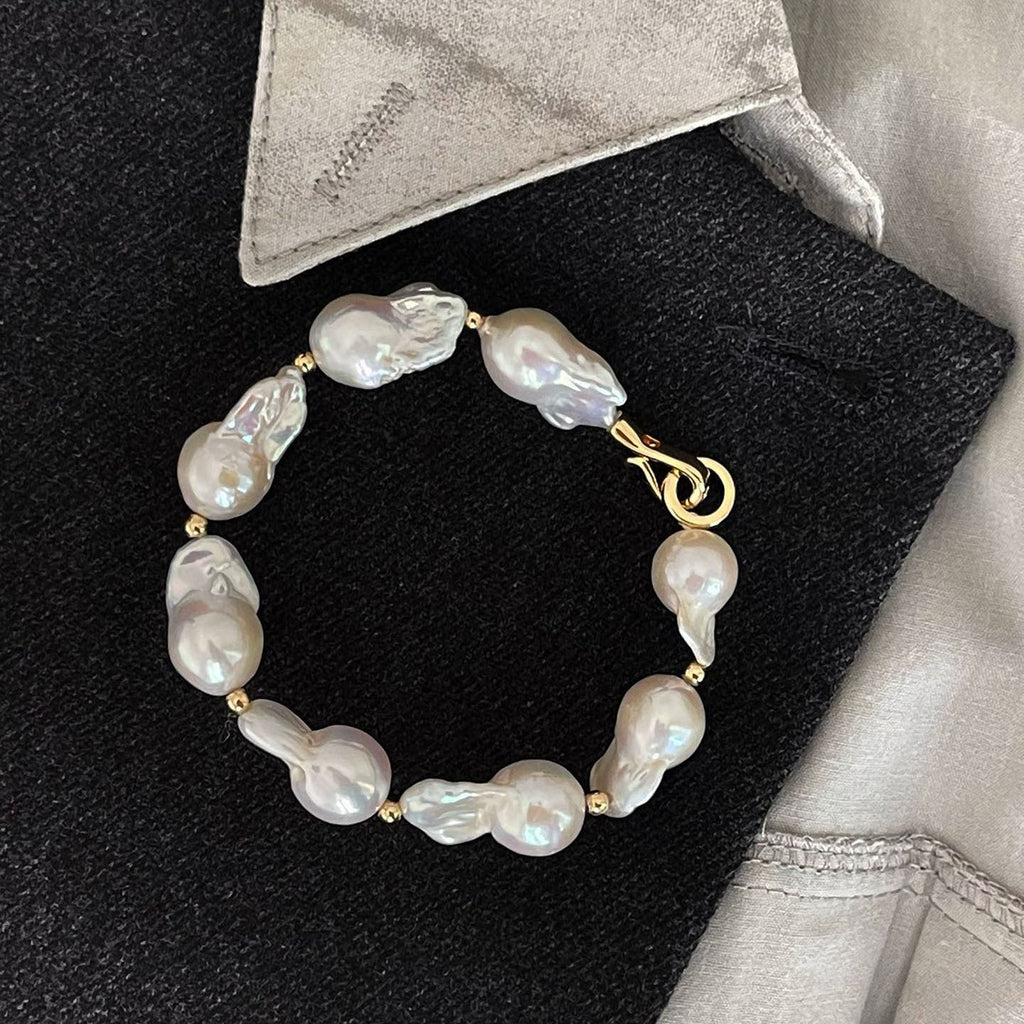 Natural irregular baroque pearl bracelets for women, large pieces classic design with a light luxury high-end feel niche jewelry