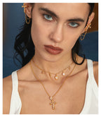 Starlight Aura Cross Pearl Charm Necklace
