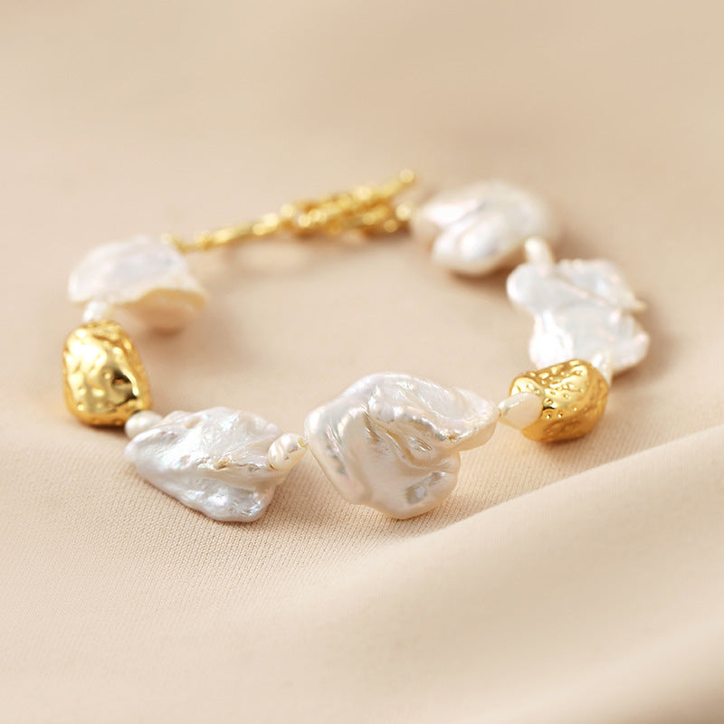 Elegant and elegant baroque irregular freshwater pearl bracelet for women, 2022 new trendy and personalized design accessories