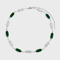 Vintage Red & Green Agate Horsebit Collarbone Necklace with Polished Metal Links