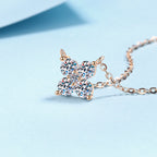 Sunshine S925 sterling silver champagne gold petals, simple and sophisticated, fashionable and versatile moissanite necklace, holiday gift