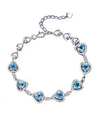 Heart-Shaped Blue Stone Bracelet — S925 Sterling Silver Platinum-Plated Charm Bracelet | Romantic Love Jewelry for Women