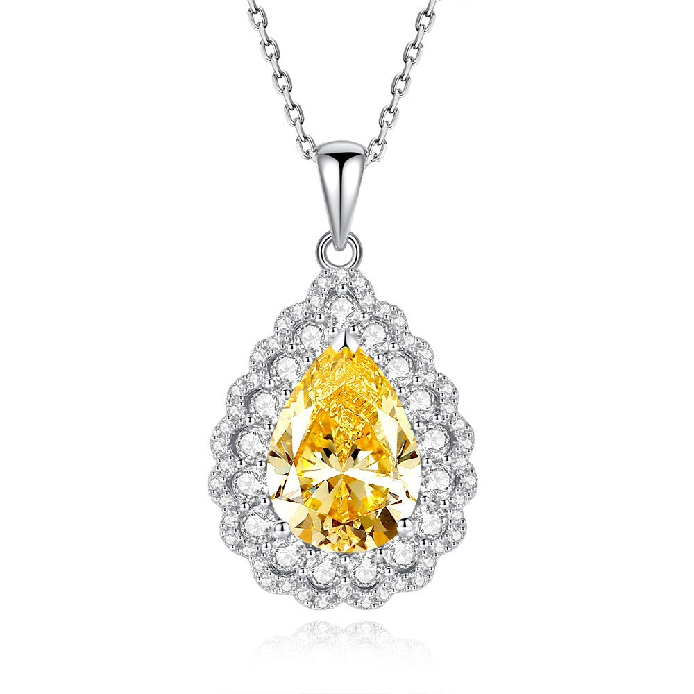 Teardrop Halo Pendant Necklace – Vintage Inspired Crystal Jewelry