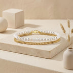 New 925 Pure Silver Jewelry Pearl Bracelet Gold-Plated Women's Fashion Jewelry Amazon Hot Item Chain Set Manufacturer Wholesale