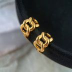 Vintage Gold Chain Hoop Earrings – 925 Sterling Silver Thick Gold Plated Earrings