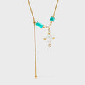 Baroque Cross Color-Block Slider Necklace with Paraiba Stone & Pearl Pendant