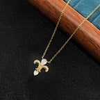 Elegant Fleur-de-Lis Crystal Pendant Necklace – Gold & Silver Tone Jewelry for Women