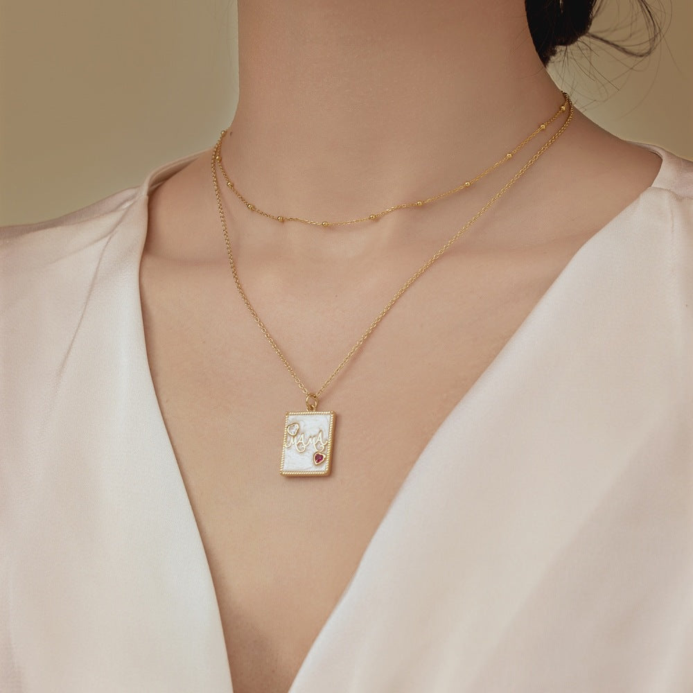 925 Sterling Silver Mother's Day Light Luxury Heart Necklace for Women: 'mom' Word Mother-Son Envelope Heart Necklace, 18K European & American