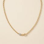 Aurora Bead Ball Chain Necklace with Moissanite Accent – 925 Sterling Silver Minimalist Luxury Jewelry