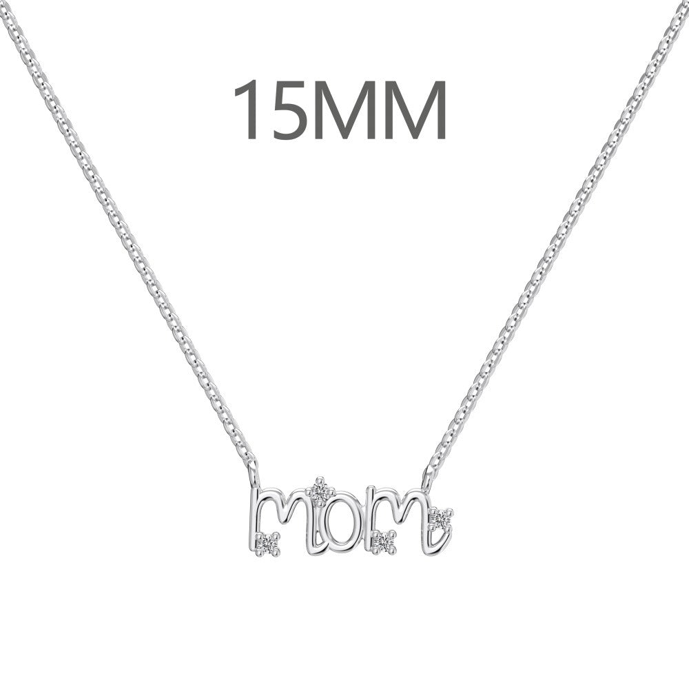 925 Sterling Silver Mother's Day Light Luxury Heart Necklace for Women: 'mom' Word Mother-Son Envelope Heart Necklace, 18K European & American
