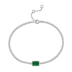 Emerald Elegance Bracelet — 925 Sterling Silver Square-Cut Lab Emerald Bracelet for Women