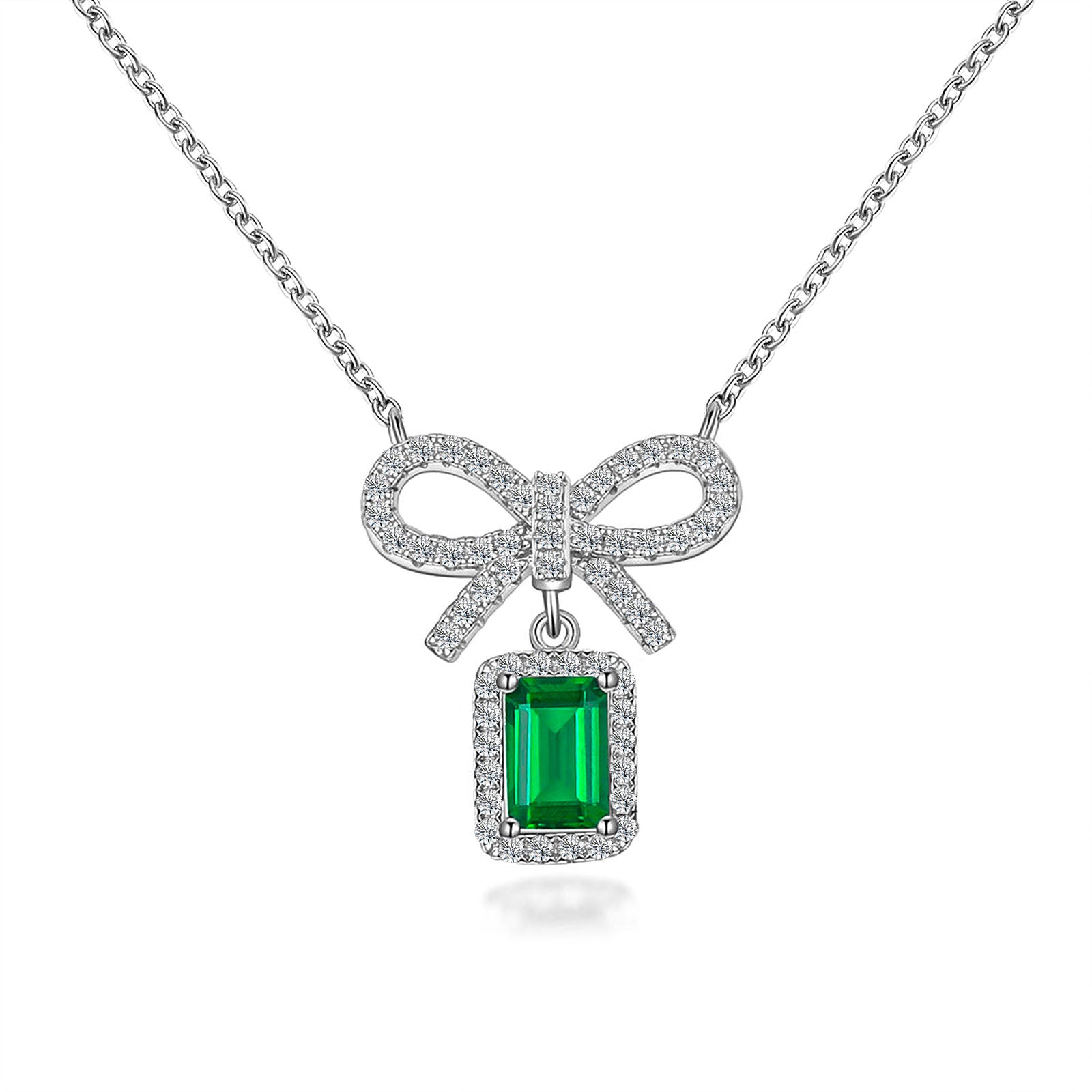 Valentine's Day gift for girlfriend: heart-shaped cultivated emerald pendant necklace, silver-plated 18k gold collarbone chain