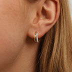 Elegant Gold Hoop Earrings with Pave Crystals