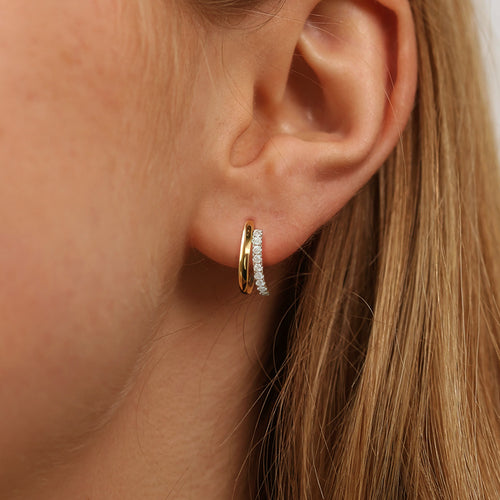 Elegant Gold Hoop Earrings with Pave Crystals
