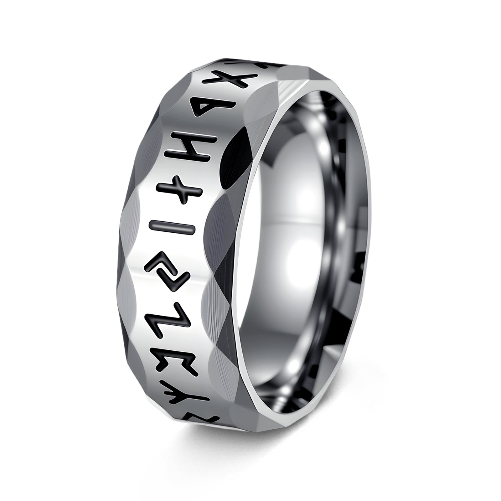 Viking Rune Hammered Ring - Runic Amulet Band for Men & Women