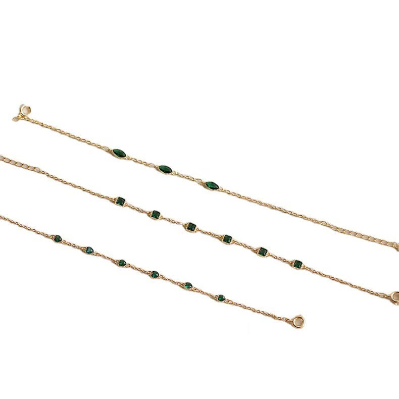 14K Gold Plated Emerald Bracelet for Women — S925 Sterling Silver Multi-Cut Emerald Bezel Set Bangle Bracelet | Minimalist Luxury Everyday Jewelry