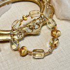 Qiaoen Natural Citrine Follow-Along Wealth Attraction and Fortune Turnaround Mailard Style New Chinese Vintage High-Quality 925 Silver Bracelet