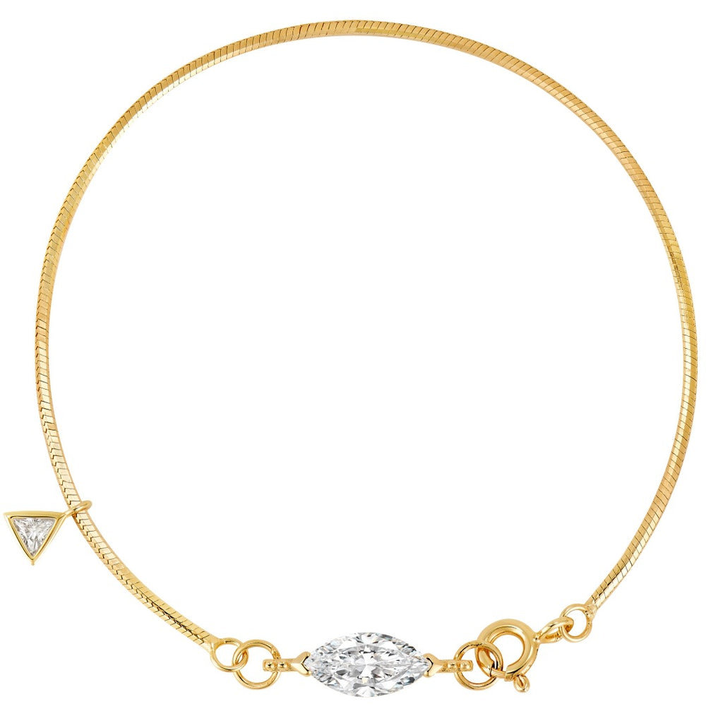 Snake bone horse-eye diamond bracelet with a light luxury and high-end feel, 925 silver gold-plated inlay 5A zircon bracelet, women's summer new arrival