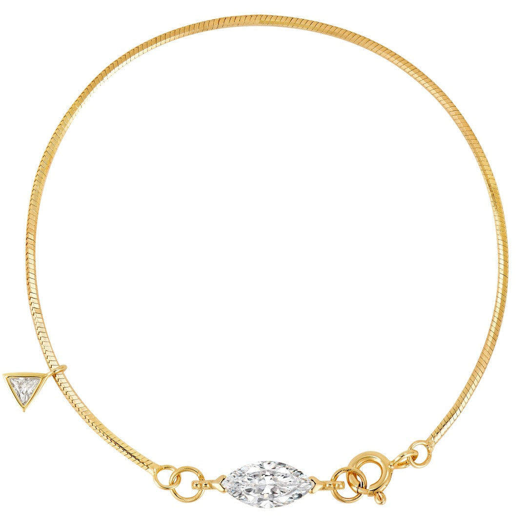 Snake bone horse-eye diamond bracelet with a light luxury and high-end feel, 925 silver gold-plated inlay 5A zircon bracelet, women's summer new arrival