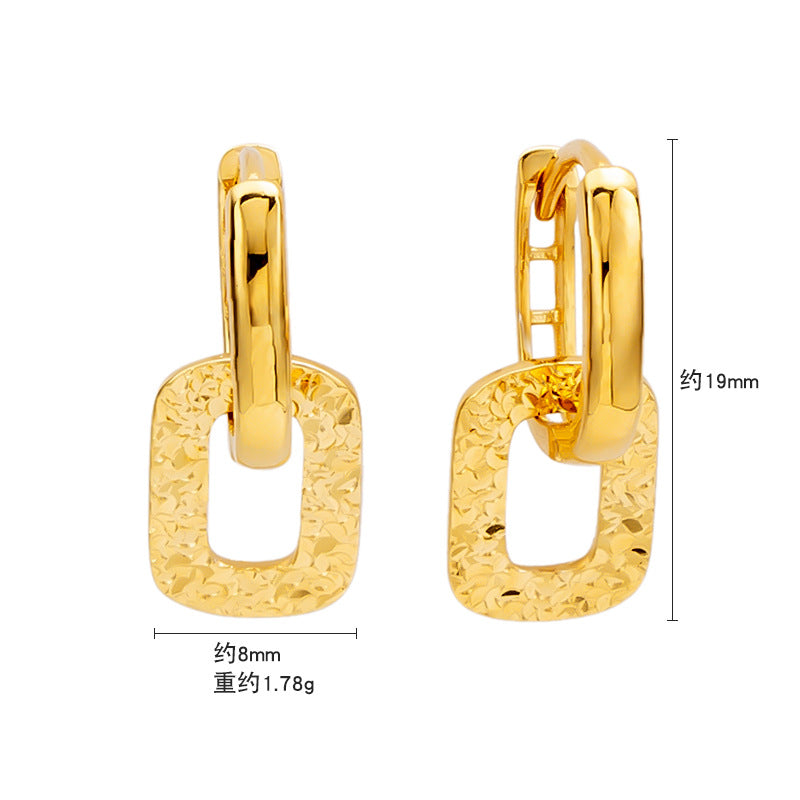 Elegant Gold Geometric Teardrop Hoop Earrings – Lightweight, Textured, Modern Design