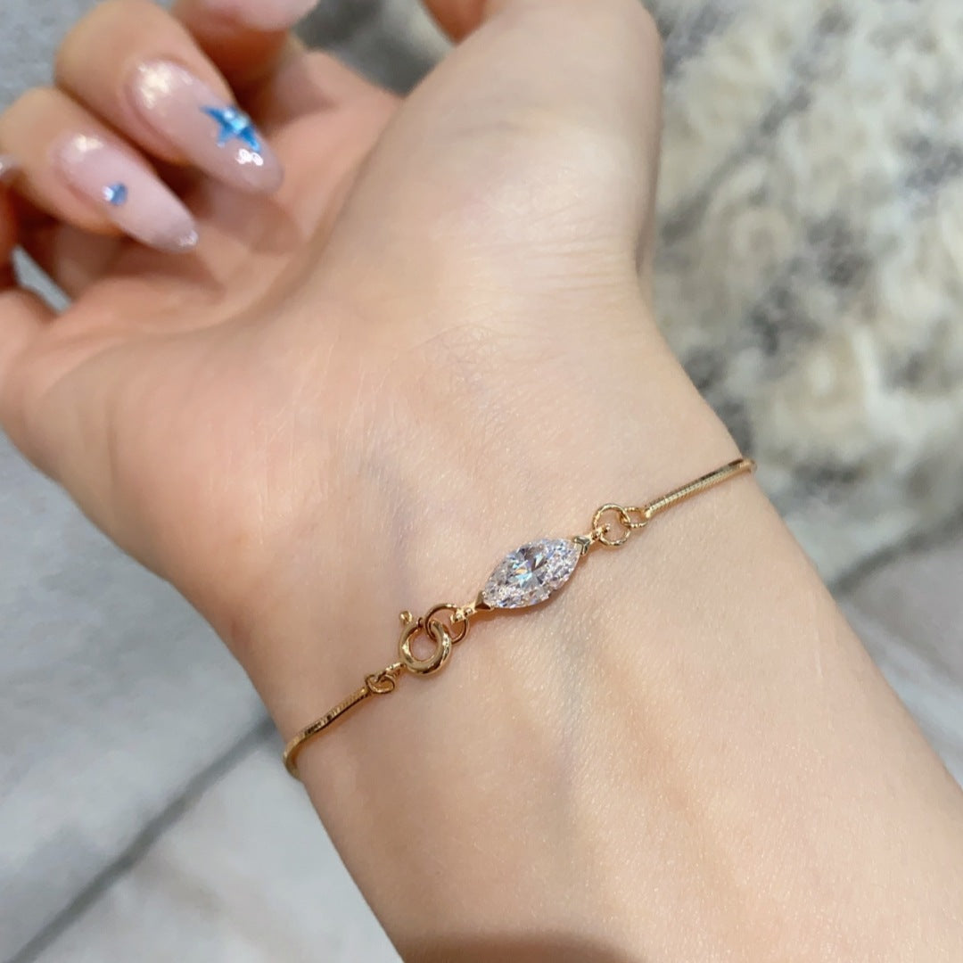 Snake bone horse-eye diamond bracelet with a light luxury and high-end feel, 925 silver gold-plated inlay 5A zircon bracelet, women's summer new arrival