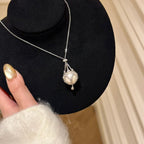 Elegant Pearl Drop Pendant Necklace – 925 Silver Minimal Luxury Necklace for Women