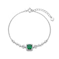 Emerald Green Halo Sterling Silver Bracelet Light Luxury High-End Diamond