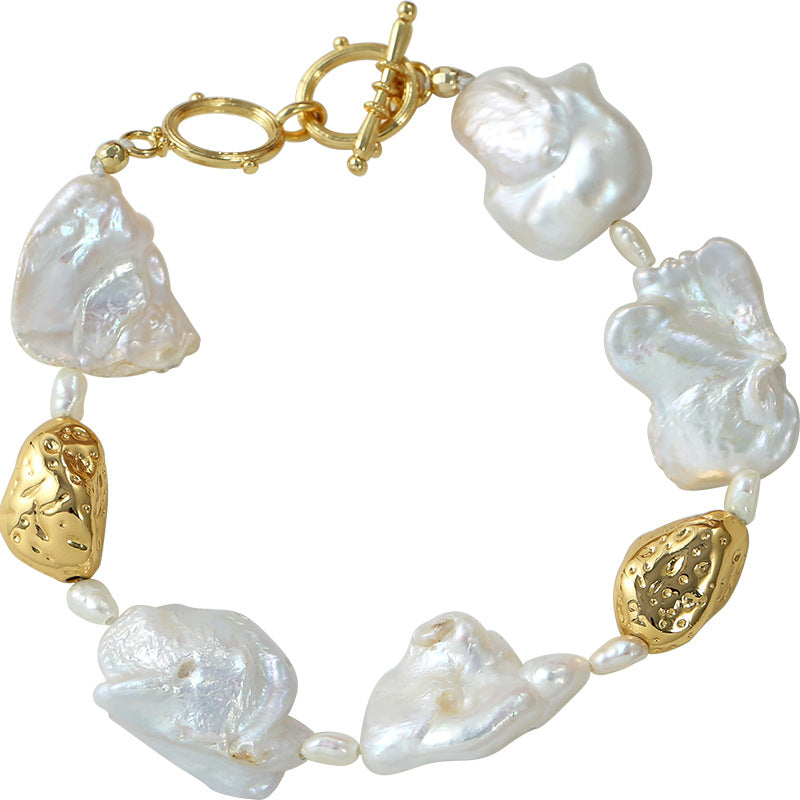 Elegant and elegant baroque irregular freshwater pearl bracelet for women, 2022 new trendy and personalized design accessories