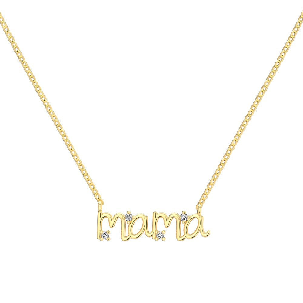 925 Sterling Silver Mother's Day Light Luxury Heart Necklace for Women: 'mom' Word Mother-Son Envelope Heart Necklace, 18K European & American