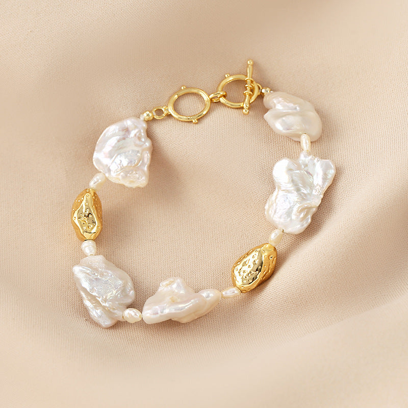 Elegant and elegant baroque irregular freshwater pearl bracelet for women, 2022 new trendy and personalized design accessories