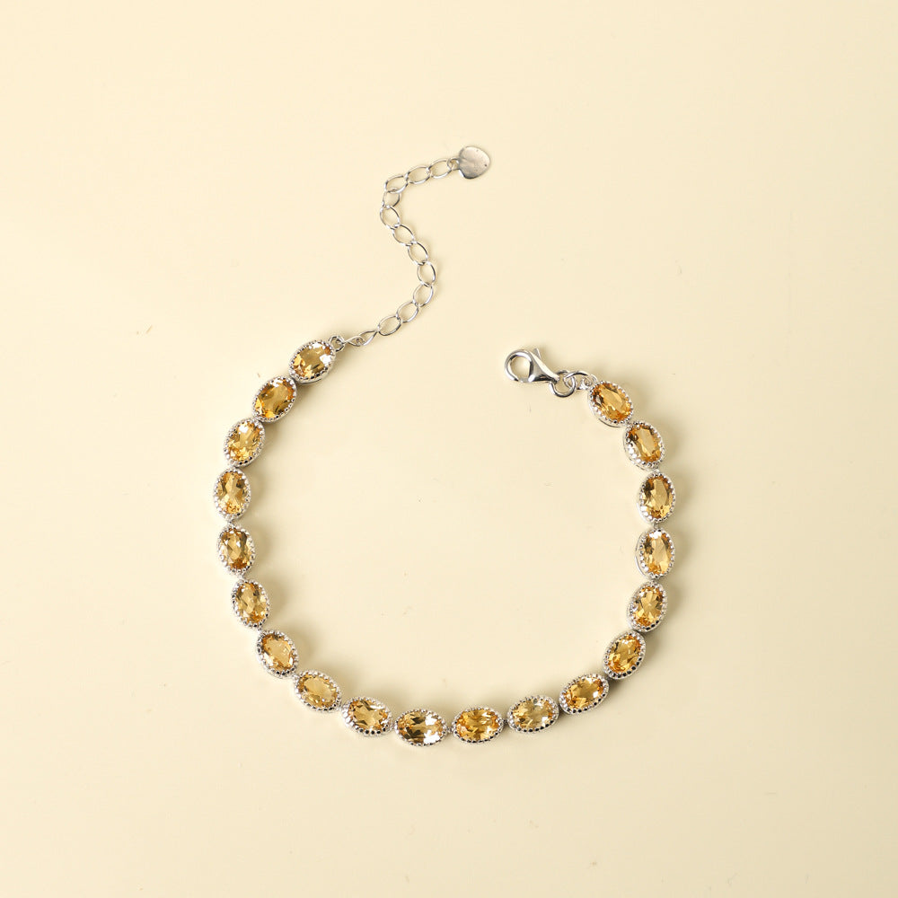 Natural citrine bracelets for sudden wealth gathering, light luxury niche design accessories, gifts for elders, colorful gem jewelry wholesale