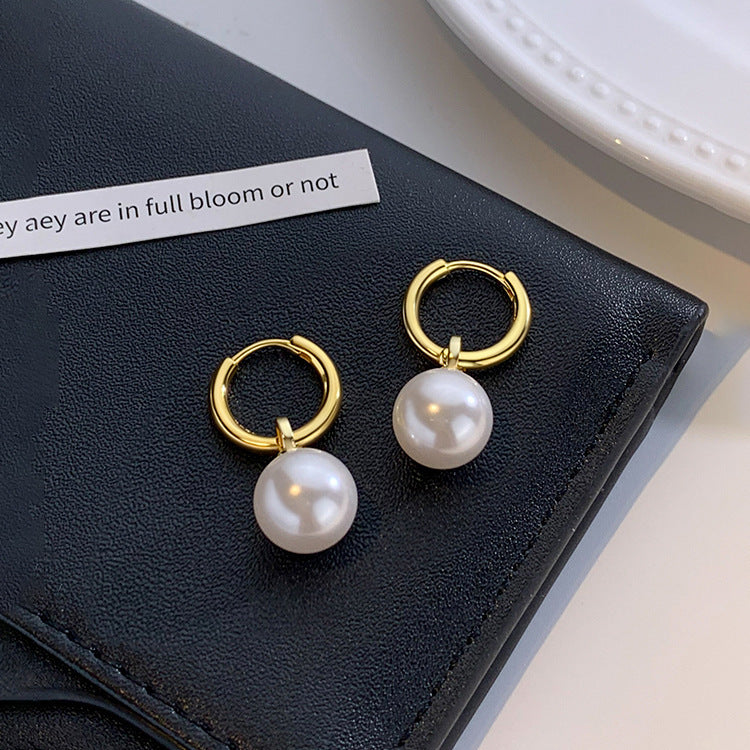 S999 sterling silver Shijia pearl women's earrings, segmented design, detachable plain earrings, 2024 new high-end earrings