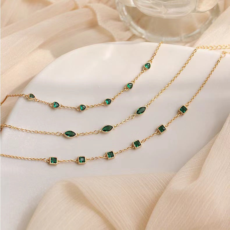 14K Gold Plated Emerald Bracelet for Women — S925 Sterling Silver Multi-Cut Emerald Bezel Set Bangle Bracelet | Minimalist Luxury Everyday Jewelry