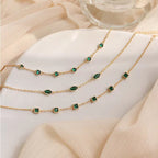 14K Gold Plated Emerald Bracelet for Women — S925 Sterling Silver Multi-Cut Emerald Bezel Set Bangle Bracelet | Minimalist Luxury Everyday Jewelry
