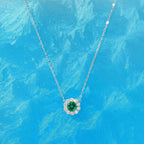S925 jewelry Colombian emerald pendant necklace set with high-carbon diamond jewelry for women