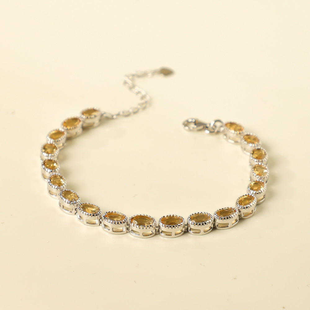 Natural citrine bracelets for sudden wealth gathering, light luxury niche design accessories, gifts for elders, colorful gem jewelry wholesale