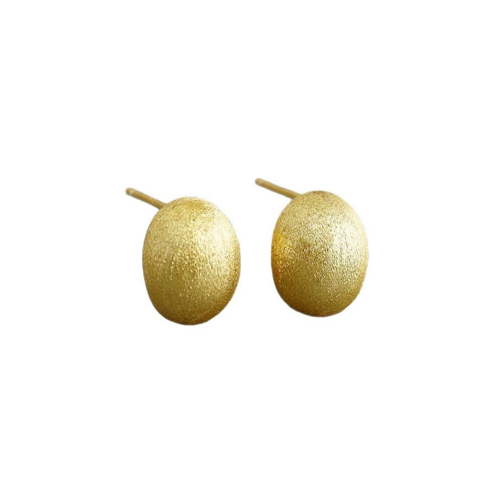 Textured Oval Stud Earrings – 925 Sterling Silver Gold & Silver Earrings