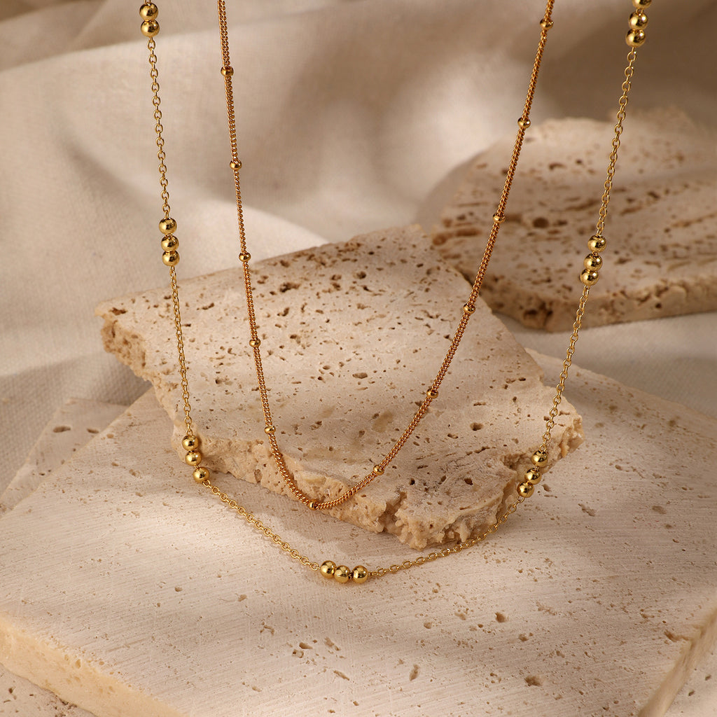 Jingxu S925 Pure Silver Double-layer Stacked INS Style Necklace for Women, Versatile High-End Geometric Clavicle Chain Spring New Arrival