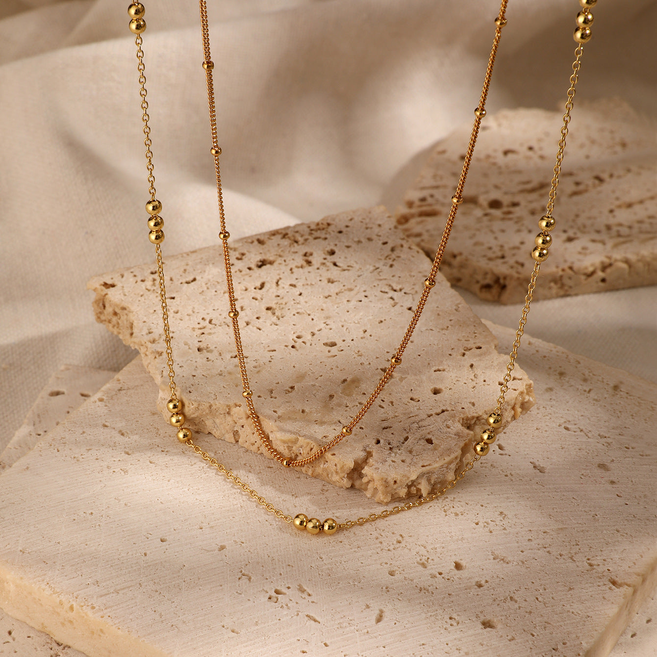 Jingxu S925 Pure Silver Double-layer Stacked INS Style Necklace for Women, Versatile High-End Geometric Clavicle Chain Spring New Arrival