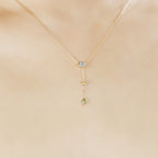Dunli Jewelry S925 Silver Necklace Women's Niche Design Fashionable Commuter Style Sky Blue Yellow Crystal Green Olive Necklace