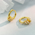 Elegant Gold Hoop Earrings with Sparkling Crystal Accent – 925 Sterling Silver Plated in Gold