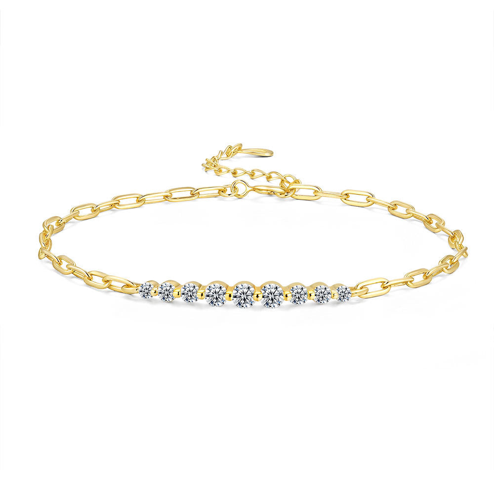 Irregular inline bracelet women's D color moissanite S925 sterling silver ins style niche design hand jewelry cross-border dropshipping