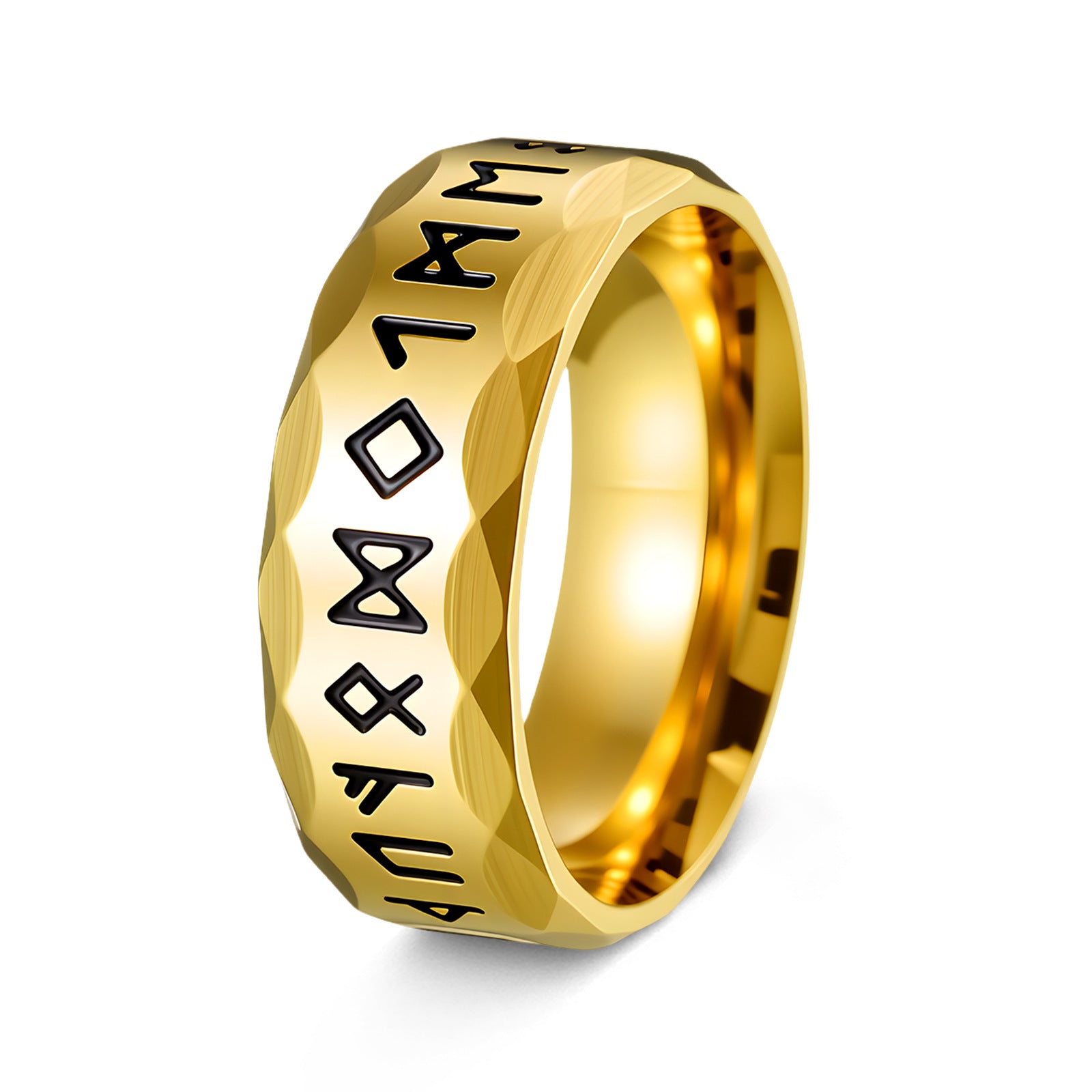 Viking Rune Hammered Ring - Runic Amulet Band for Men & Women