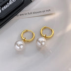 Classic Freshwater Pearl Hoop Earrings – 18K Gold Plated Minimalist Drop Earrings for Women  Product Description