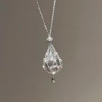 Elegant Pearl Drop Pendant Necklace – 925 Silver Minimal Luxury Necklace for Women