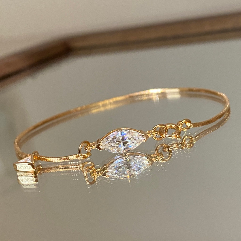 Snake bone horse-eye diamond bracelet with a light luxury and high-end feel, 925 silver gold-plated inlay 5A zircon bracelet, women's summer new arrival