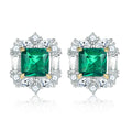 Emerald Blossom Stud Earrings — 925 Sterling Silver Flower Cluster Earrings with Emerald-Cut Gemstone | Luxury Floral Jewelry for Women