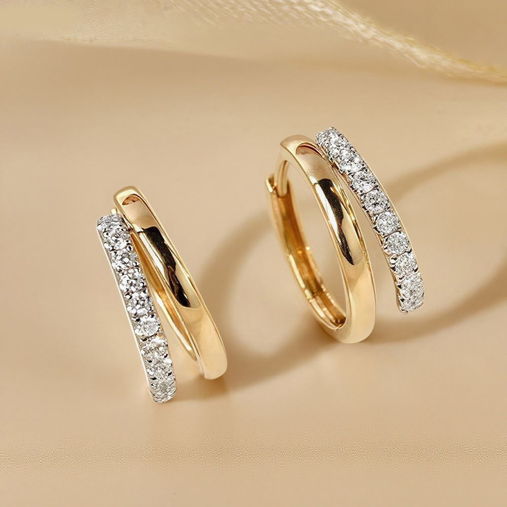 Elegant Gold Hoop Earrings with Pave Crystals