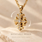 Rotating Fleur-de-Lis Cross Necklace – Vintage Titanium Steel Pendant